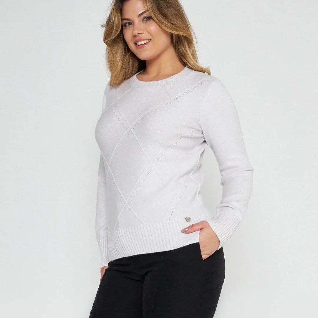 Maglia girocollo rombi GESSO DORABELLA XXL