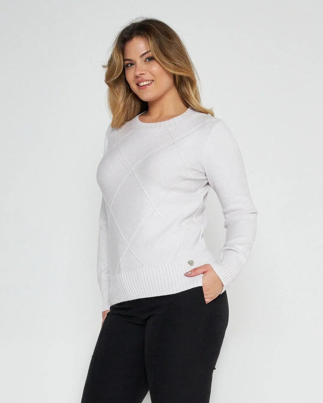 Maglia girocollo rombi GESSO DORABELLA XXL