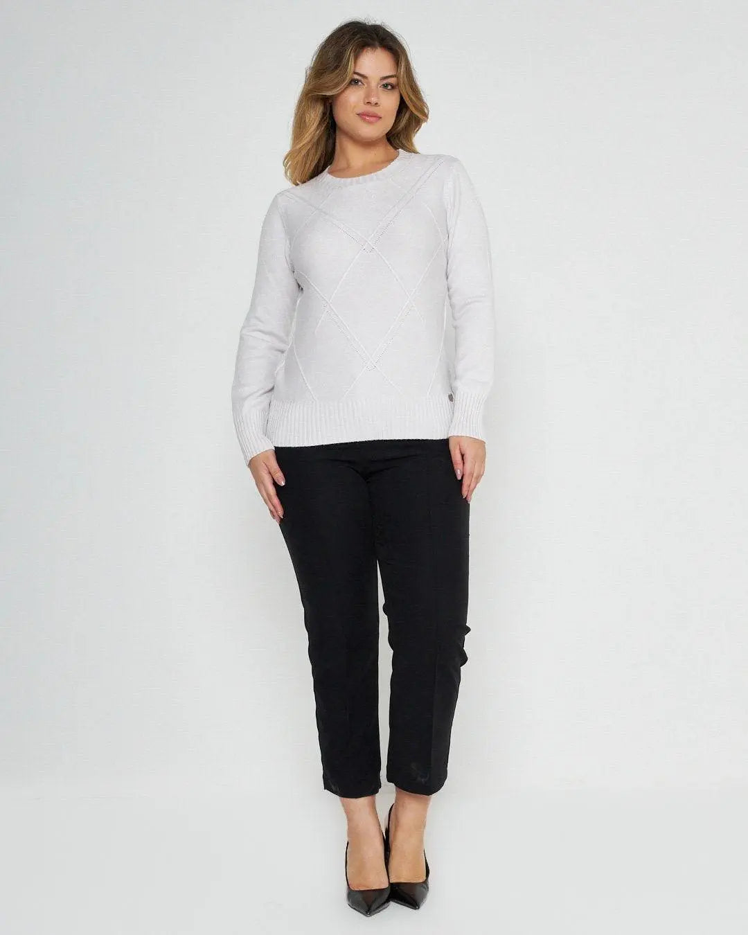 Maglia girocollo rombi GESSO DORABELLA