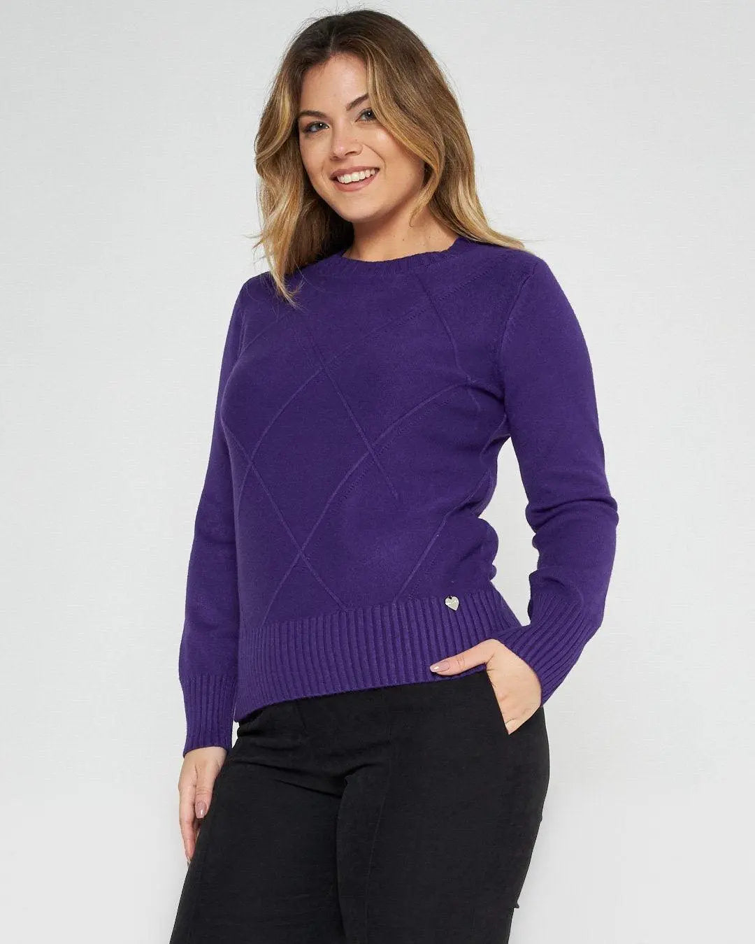 Maglia girocollo rombi VIOLA DORABELLA XXL