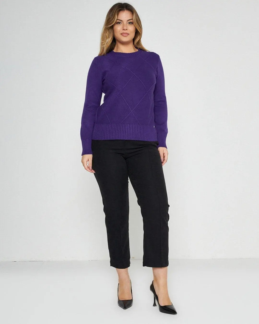 Maglia girocollo rombi VIOLA DORABELLA