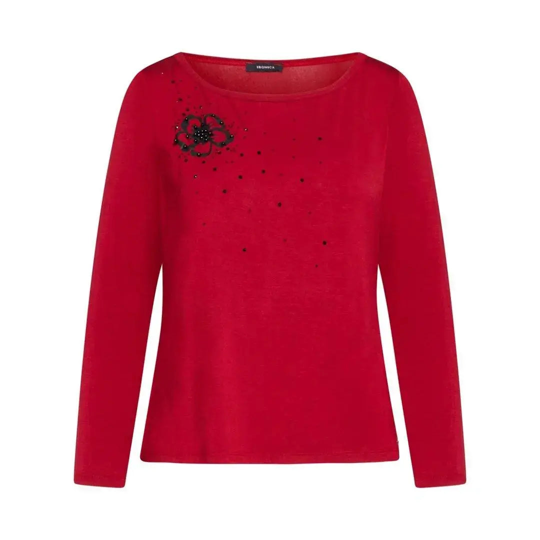 Maglia girocollo strass BORDEAUX IRONICA XXL