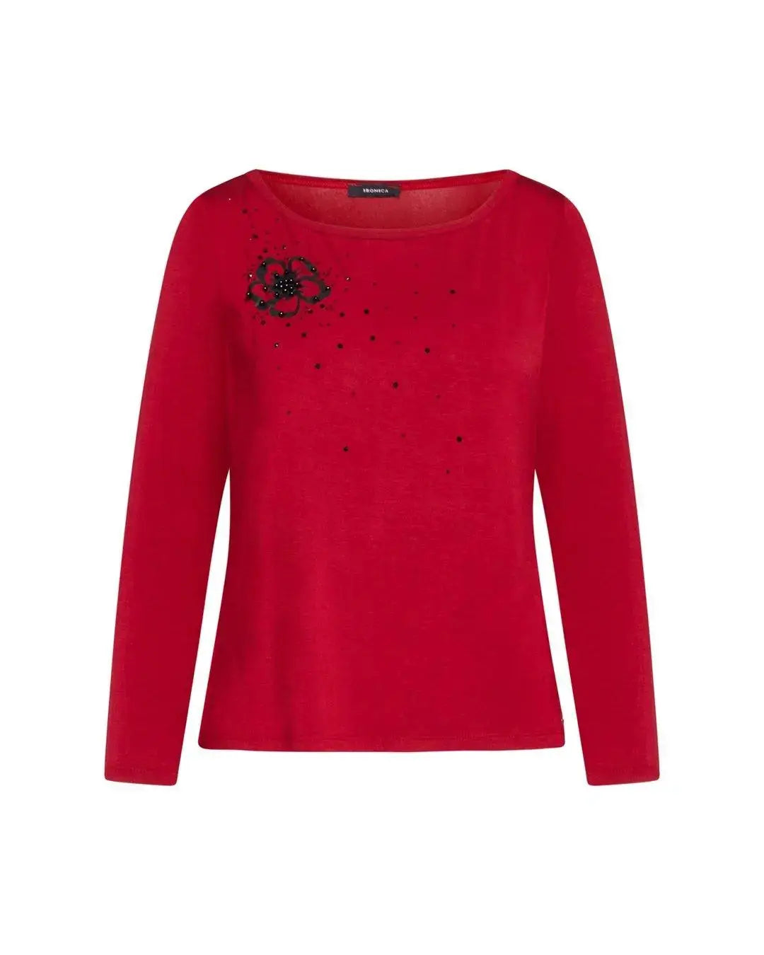 Maglia girocollo strass BORDEAUX IRONICA XXL