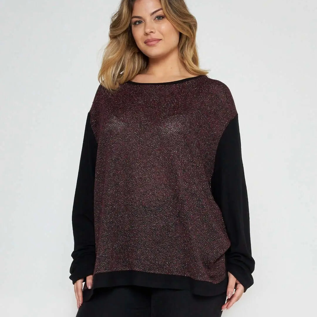 Maglia glitter NERO-BORDEAUX DORABELLA PIU' 55