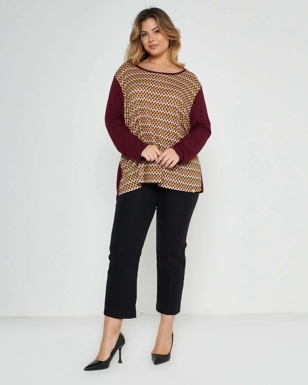 Maglia in fantasia BORDEAUX DORABELLA PIU'