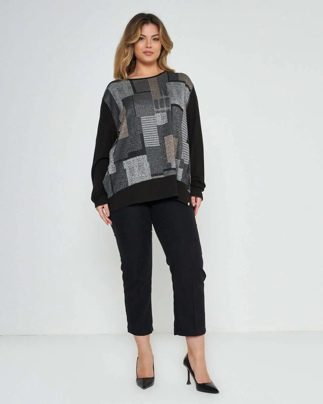 Maglia in fantasia NERO-GRIGIO DORABELLA PIU'