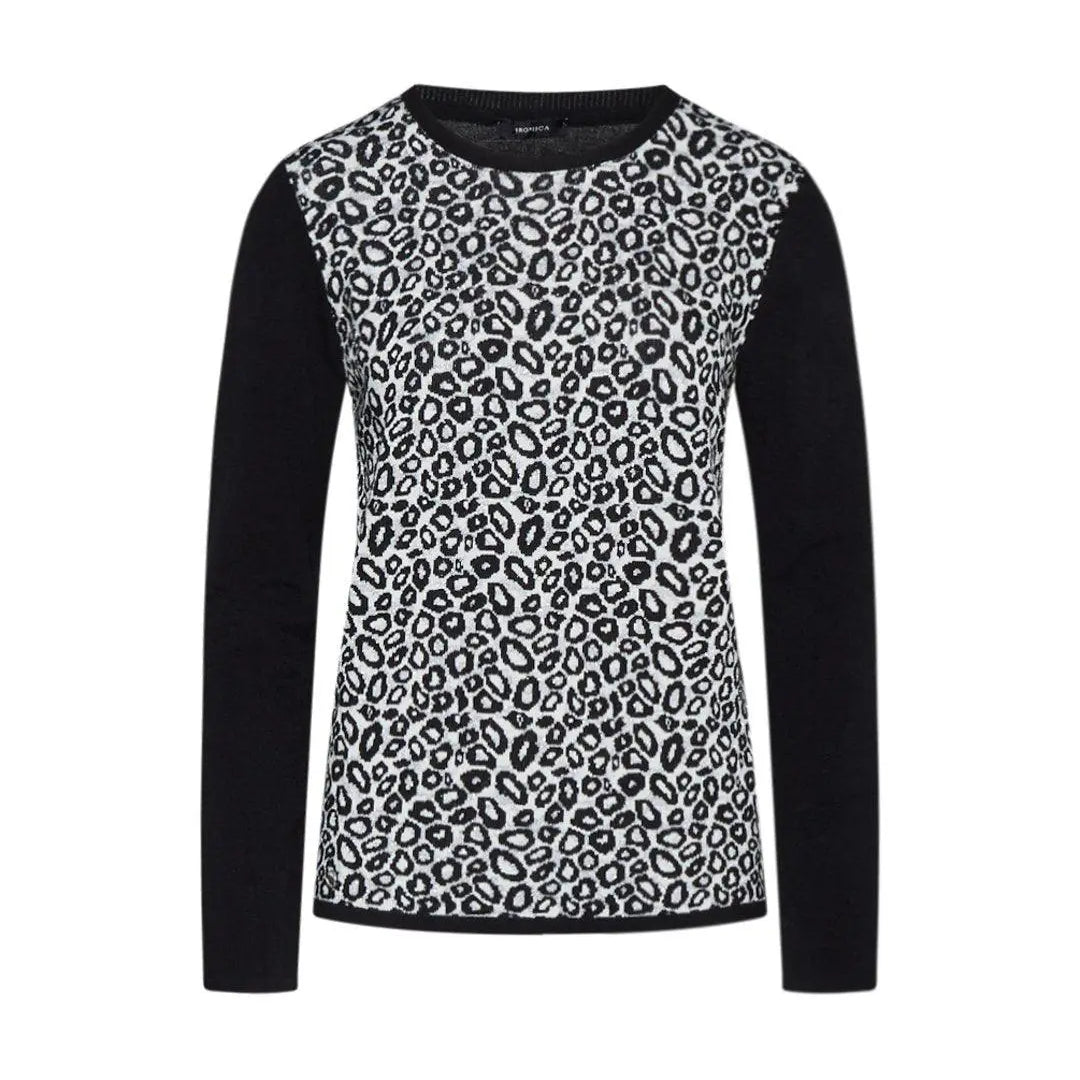 Maglia in fantasia animalier NERO-GRIGIO IRONICA XL