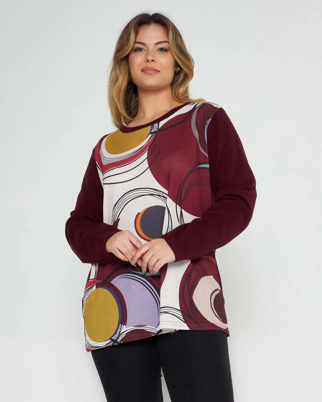 Maglia in fantasia astratta BORDEAUX DORABELLA PIU' 55