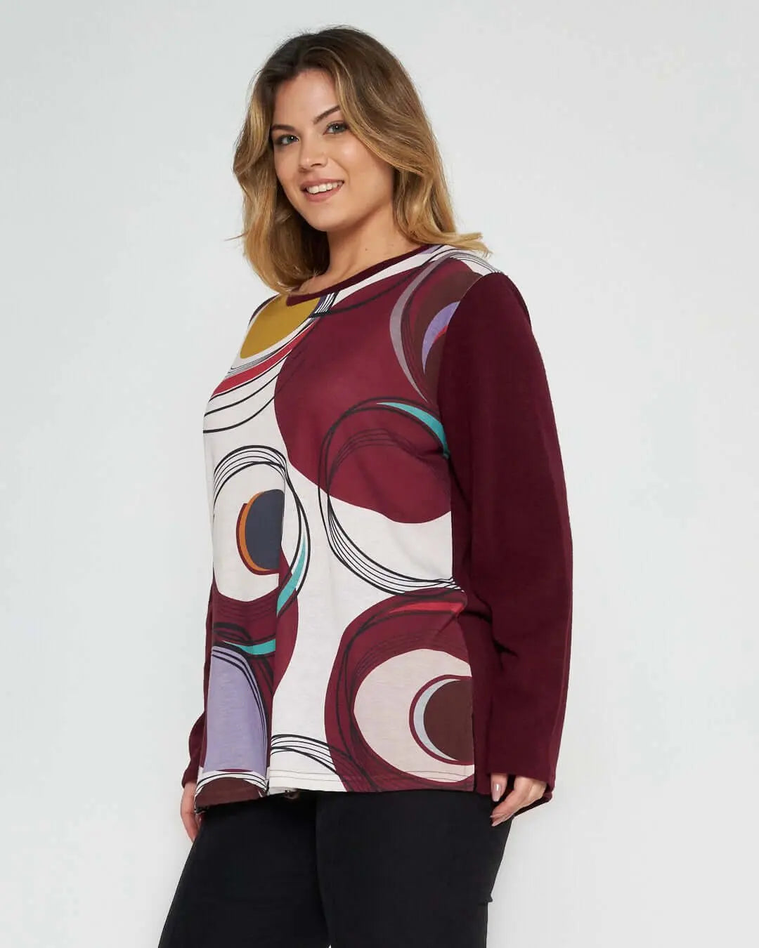 Maglia in fantasia astratta BORDEAUX DORABELLA PIU'