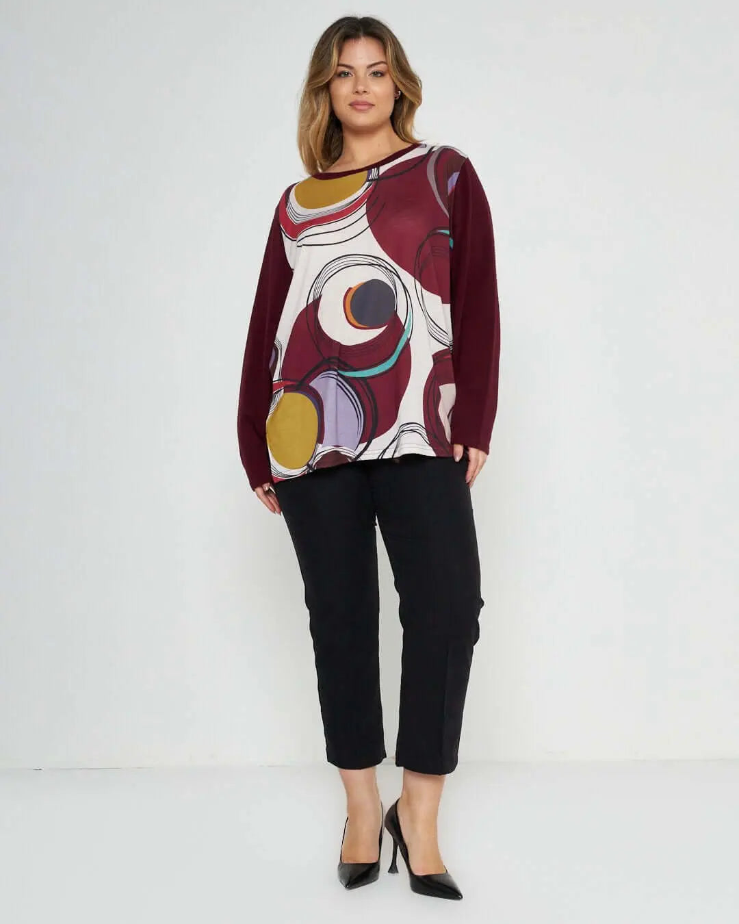 Maglia in fantasia astratta BORDEAUX DORABELLA PIU'