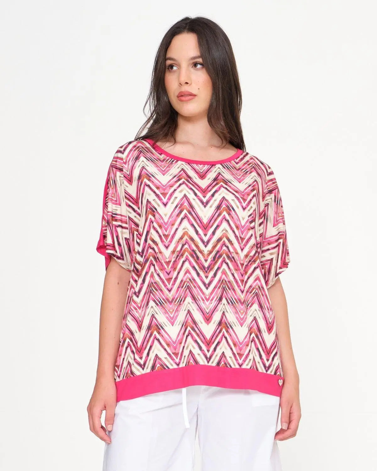 Maglia in fantasia con bottoni gioiello FUXIA DORABELLA XXL