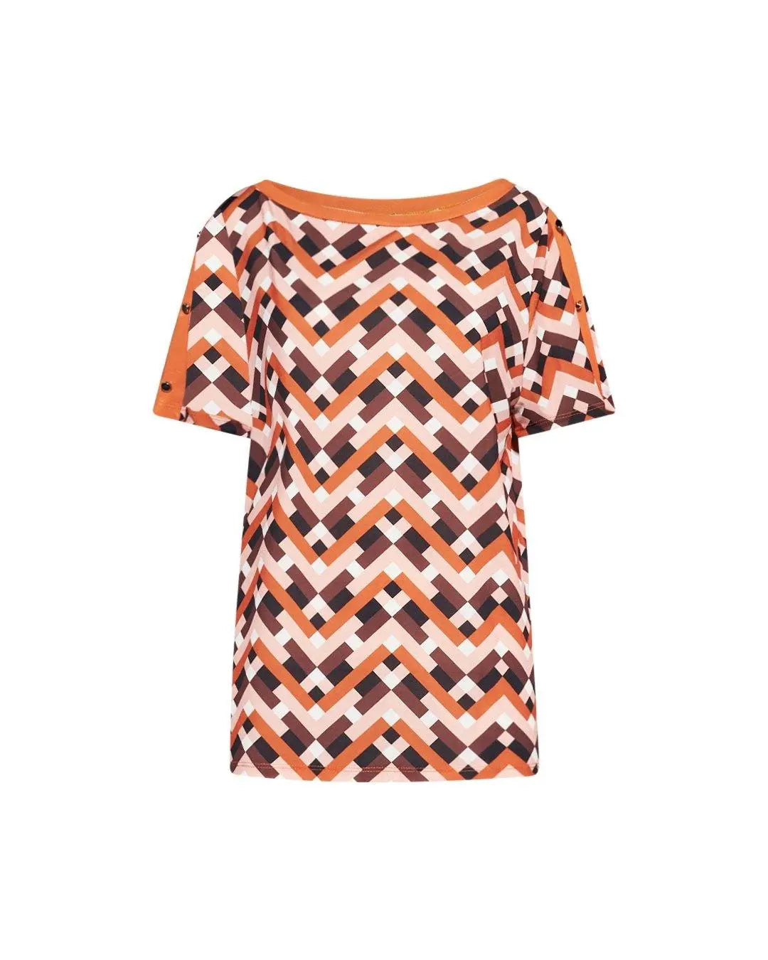 Maglia in fantasia con dettaglio bottoncini ARANCIO DORABELLA PIU' 49