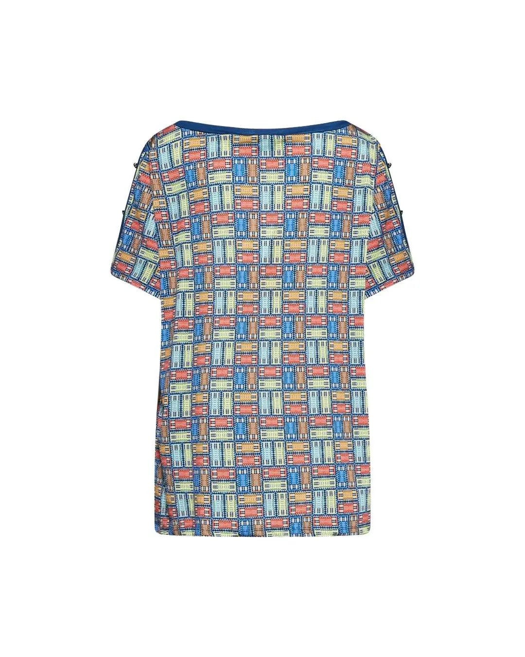 Maglia in fantasia con dettaglio bottoncini BLU-LIME DORABELLA PIU'