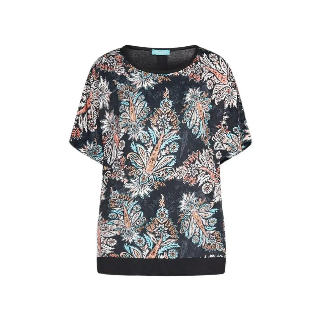 Maglia in fantasia con dettaglio bottoni NERO-ACQUA DORABELLA XXL