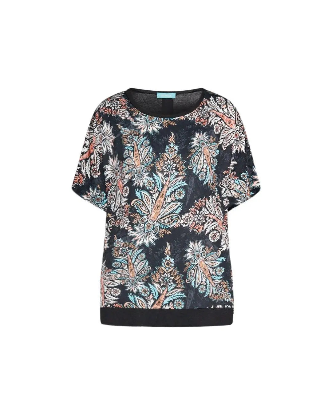 Maglia in fantasia con dettaglio bottoni NERO-ACQUA DORABELLA XXL