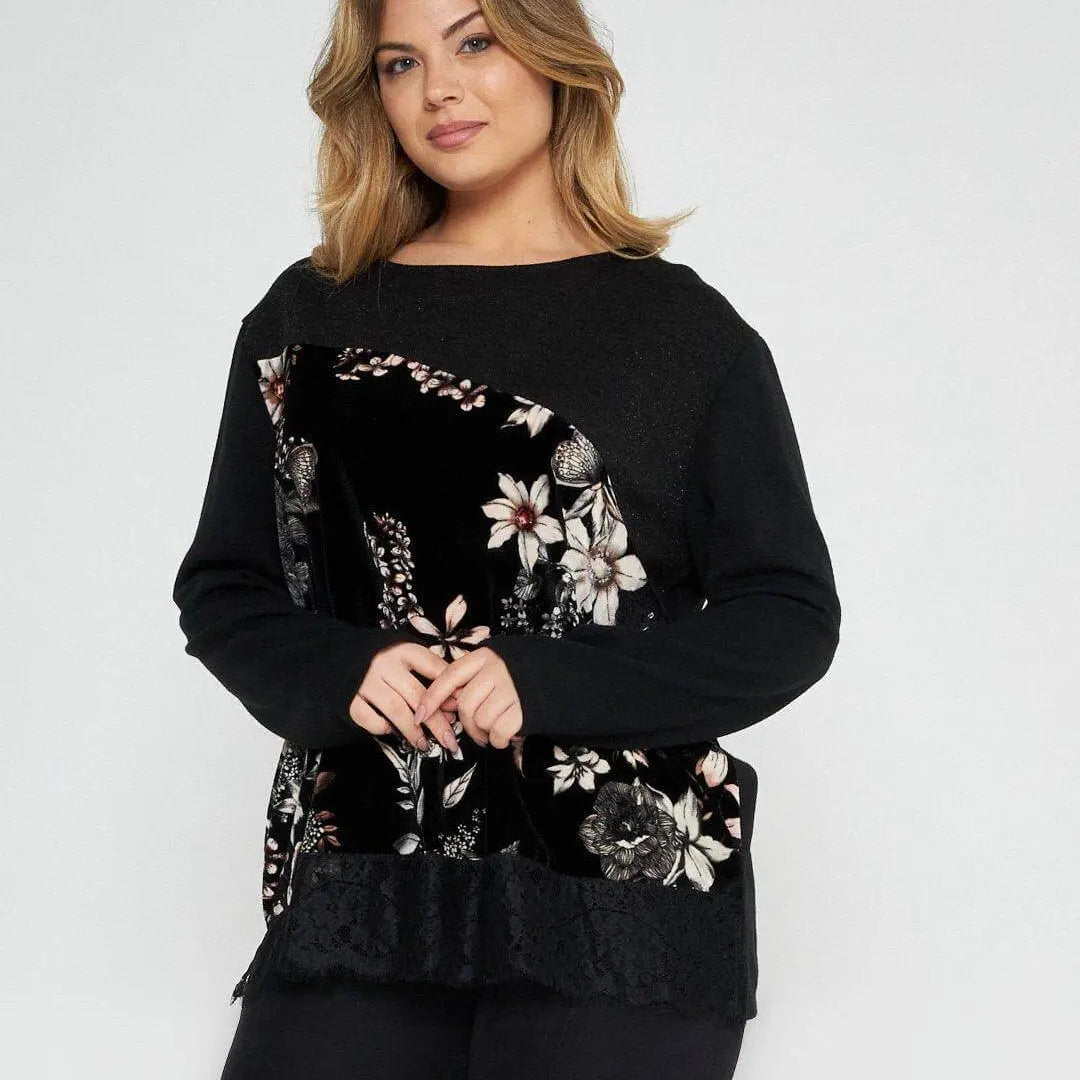 Maglia in fantasia con pizzo NERO DORABELLA PIU' 55