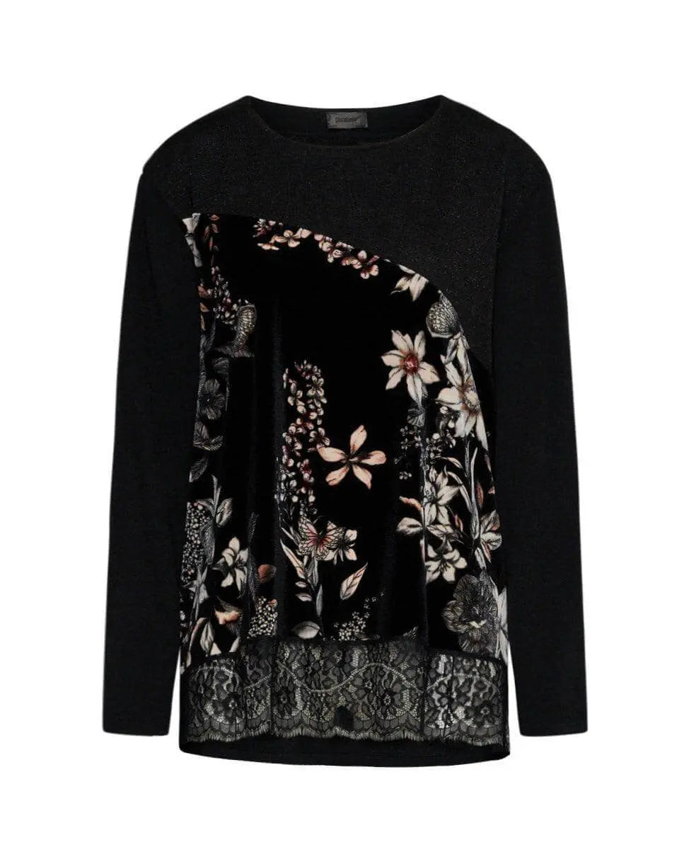 Maglia in fantasia con pizzo NERO DORABELLA PIU'