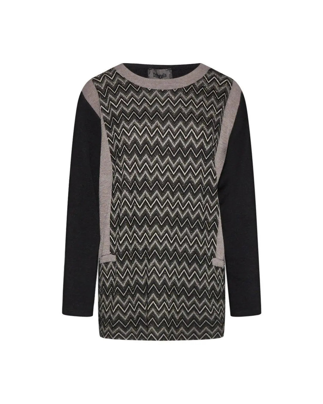 Maglia in fantasia geometric NERO-FANGO DORABELLA XXL