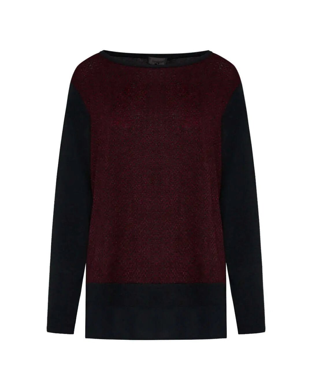 Maglia in fantasia geometrica NERO-BORDEAUX DORABELLA