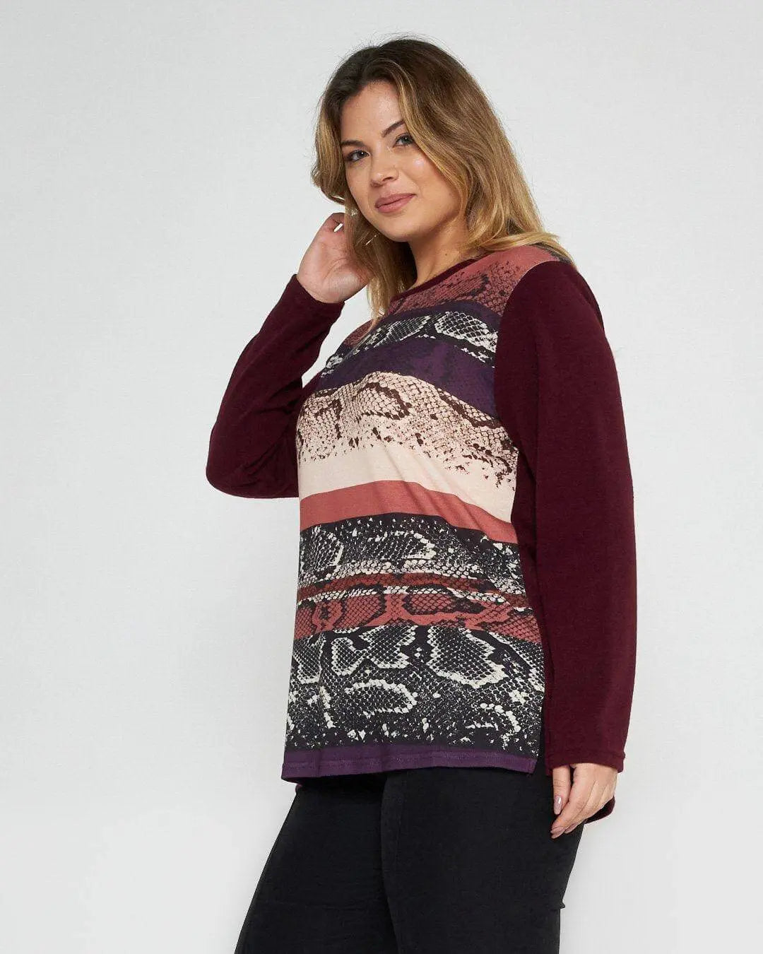 Maglia in fantasia pitonata BORDEAUX DORABELLA PIU'