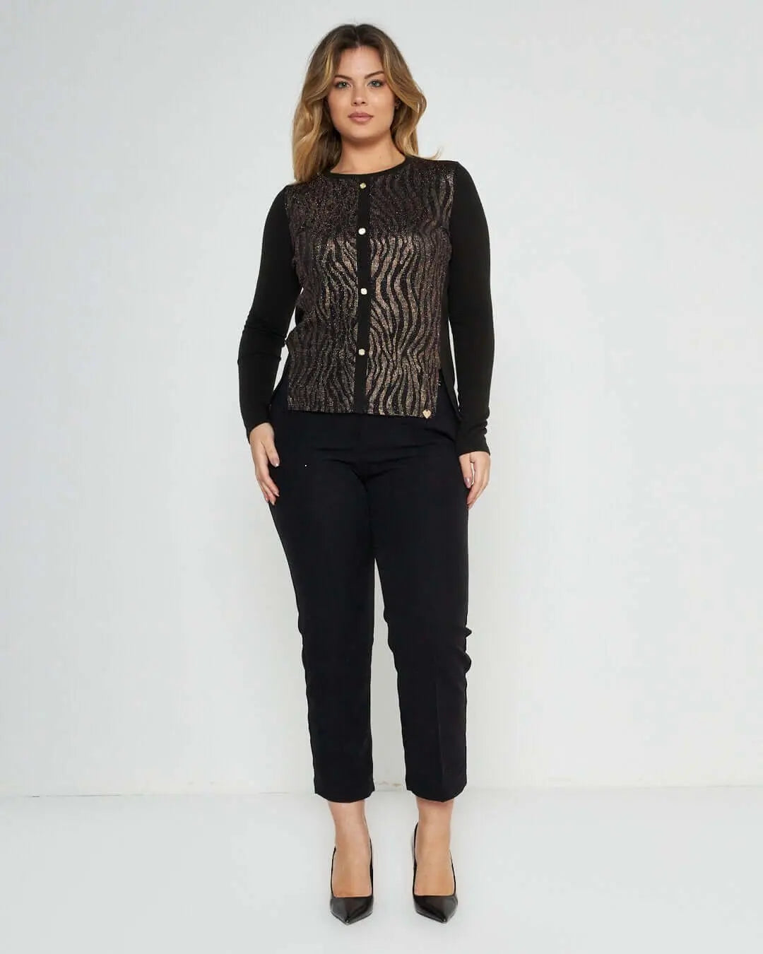 Maglia in fantasia pitonata lurex BRONZO DORABELLA XXL