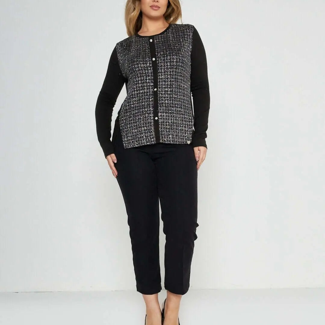 Maglia in fantasia pitonata lurex NERO-ARGENTO DORABELLA XXL