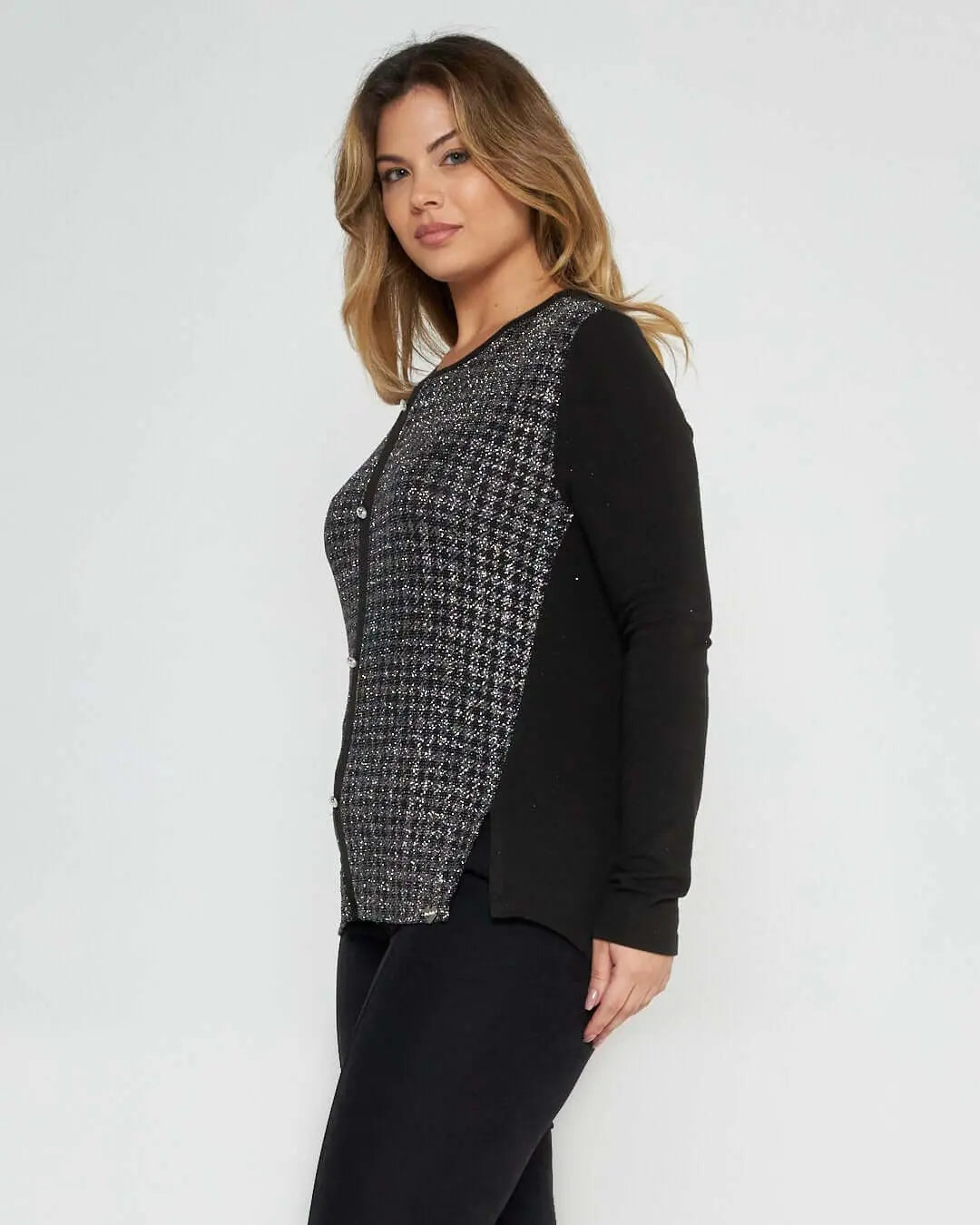 Maglia in fantasia pitonata lurex NERO-ARGENTO DORABELLA