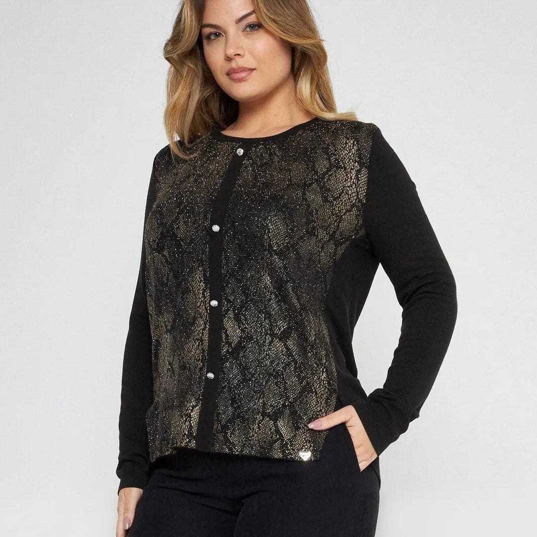 Maglia in fantasia pitonata lurex NERO DORABELLA XXL