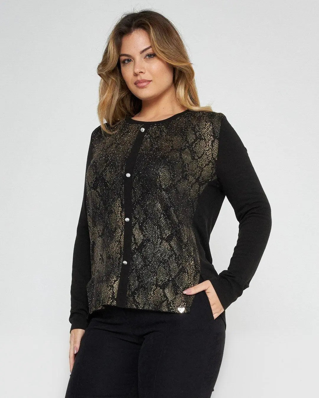 Maglia in fantasia pitonata lurex NERO DORABELLA XXL