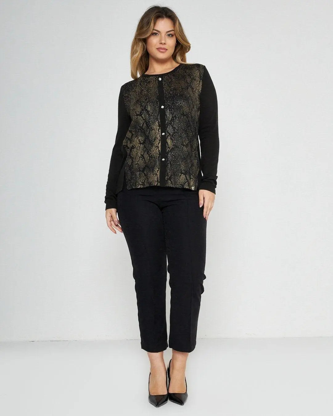 Maglia in fantasia pitonata lurex NERO DORABELLA