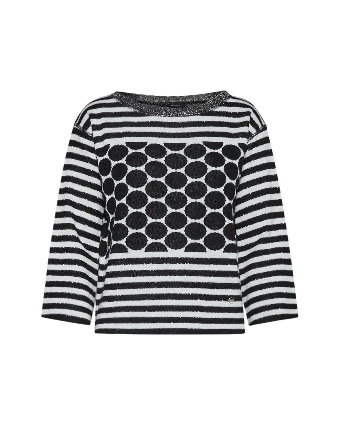 Maglia in fantasia pois e righe NERO-BIANCO IRONICA