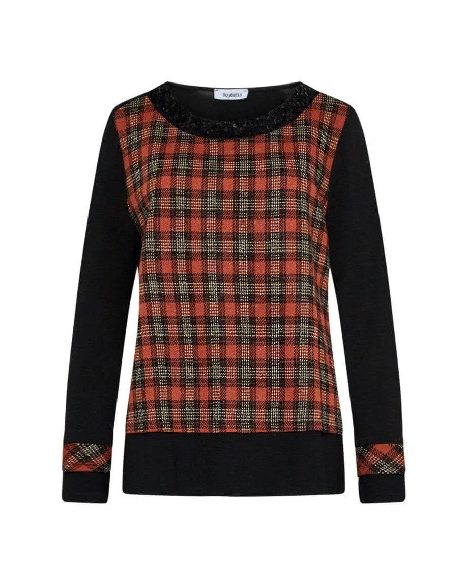 Maglia in fantasia tartan NERO-RUGGINE DORABELLA XXL