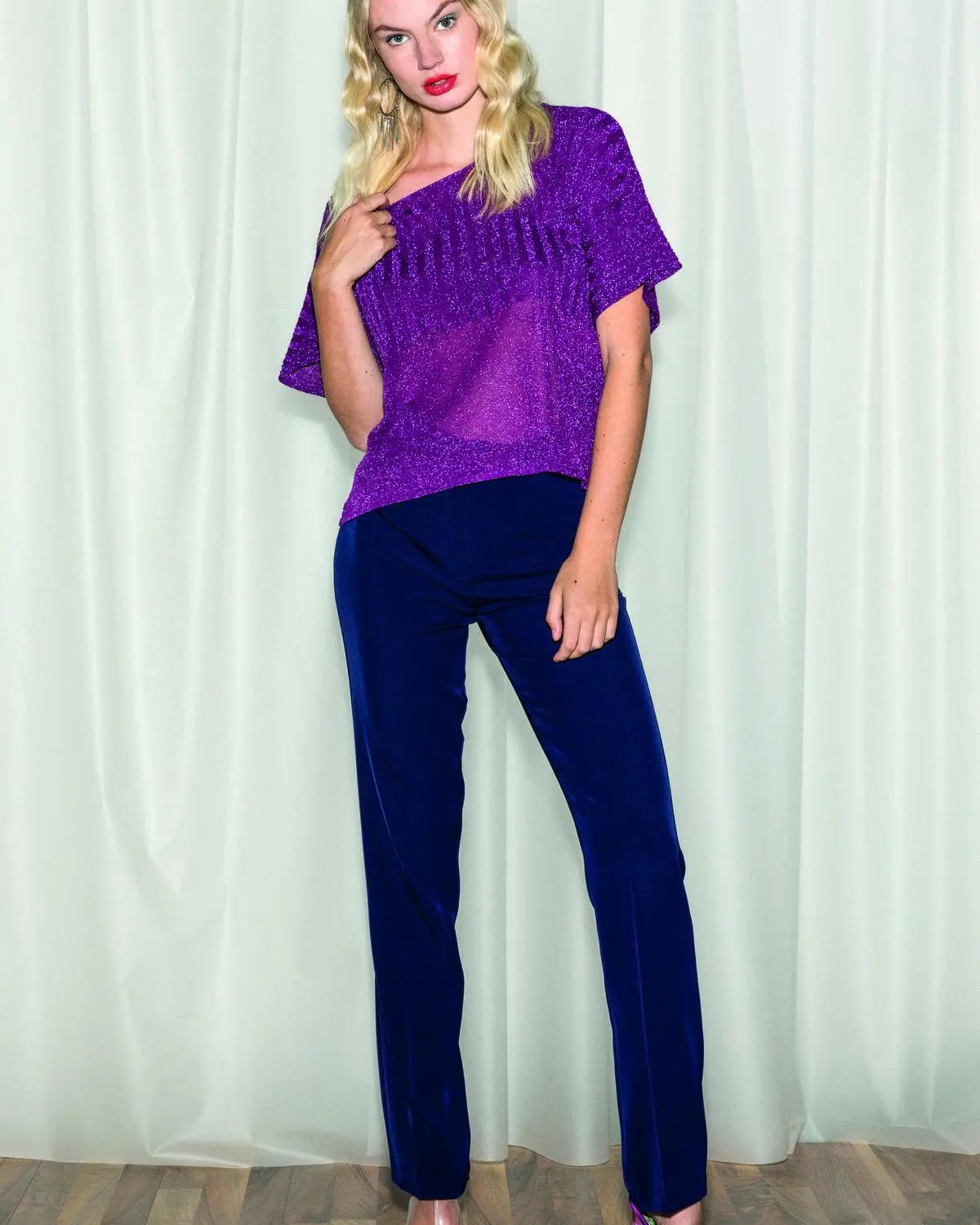 Maglia in lurex VIOLA IRONICA XL