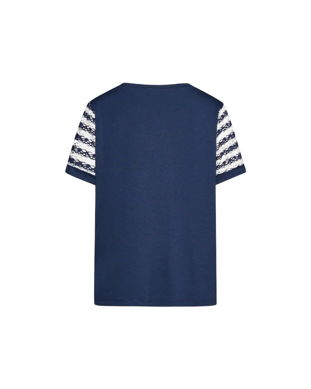 Maglia in pizzo san Gallo e traforata PANNA-BLU DORABELLA