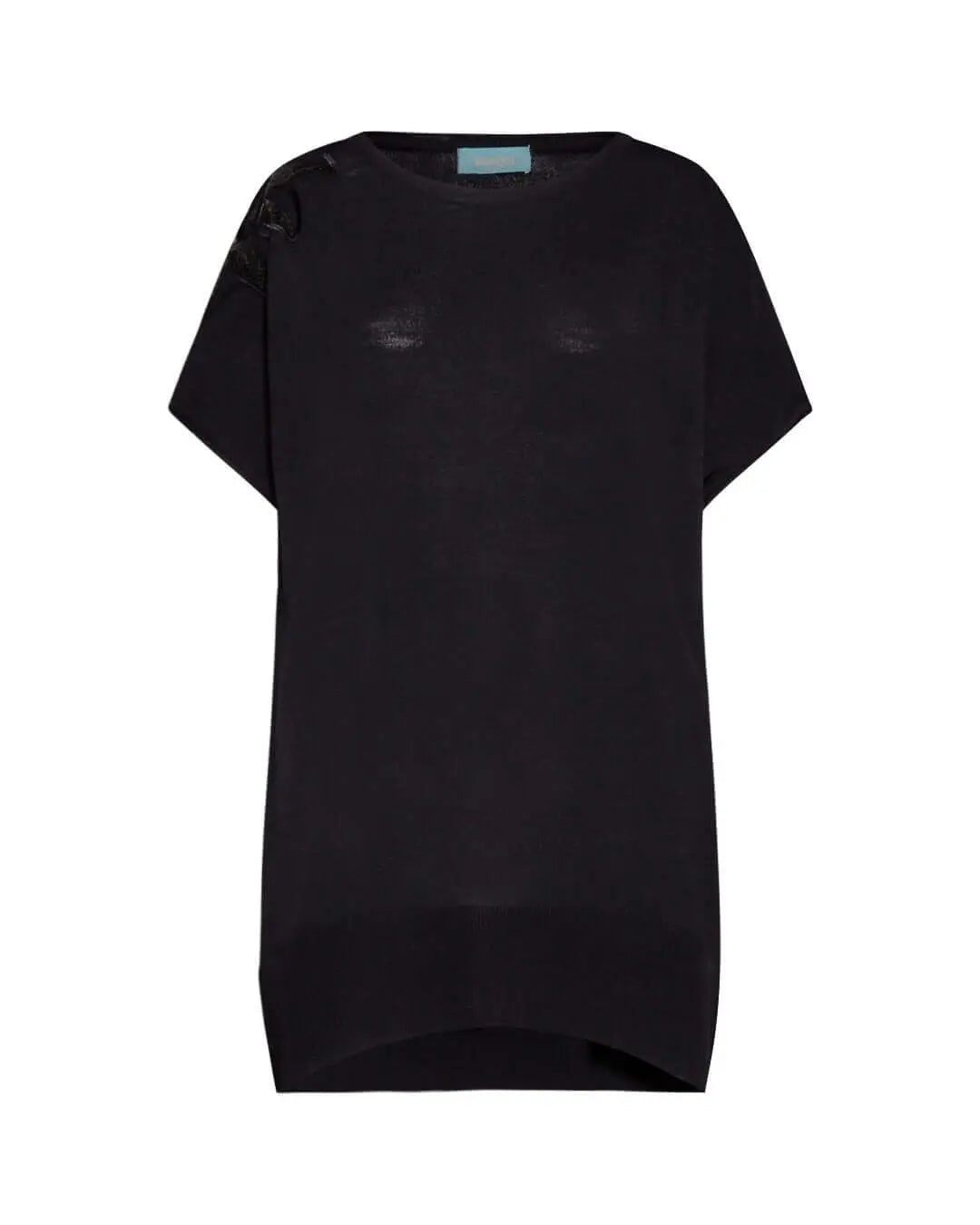 Maglia in tinta unita con dettaglio fiore in paillettes NERO DORABELLA XXL