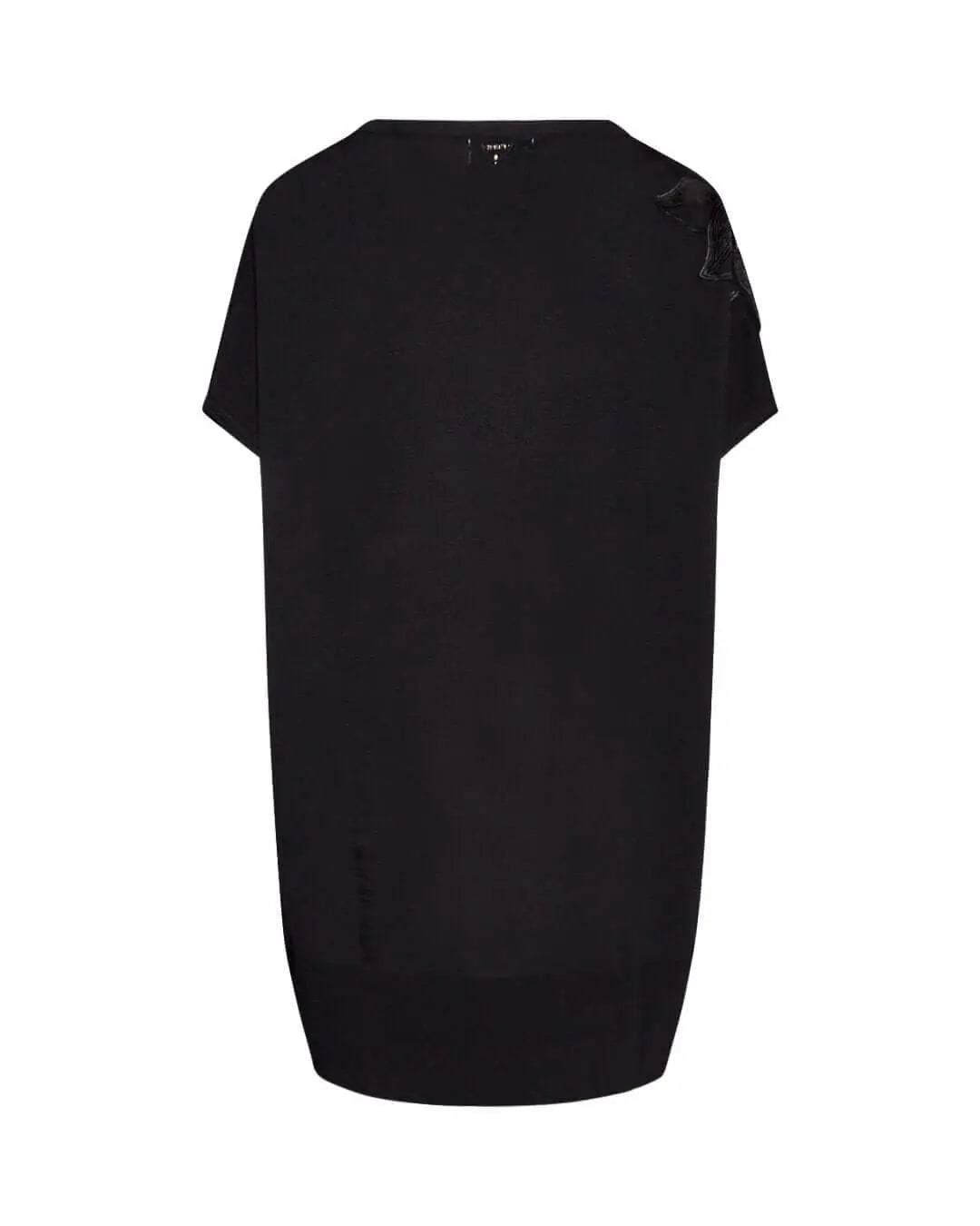 Maglia in tinta unita con dettaglio fiore in paillettes NERO DORABELLA