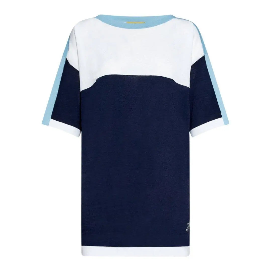 Maglia in viscosa BIANCO-BLUE NAVY DORABELLA CURVY XL