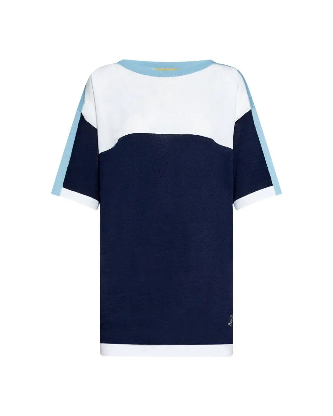 Maglia in viscosa BIANCO-BLUE NAVY DORABELLA CURVY XL
