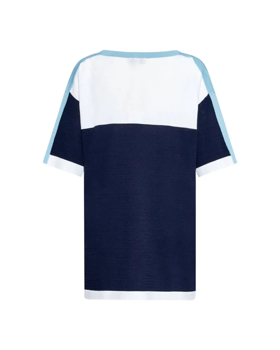 Maglia in viscosa BIANCO-BLUE NAVY DORABELLA CURVY