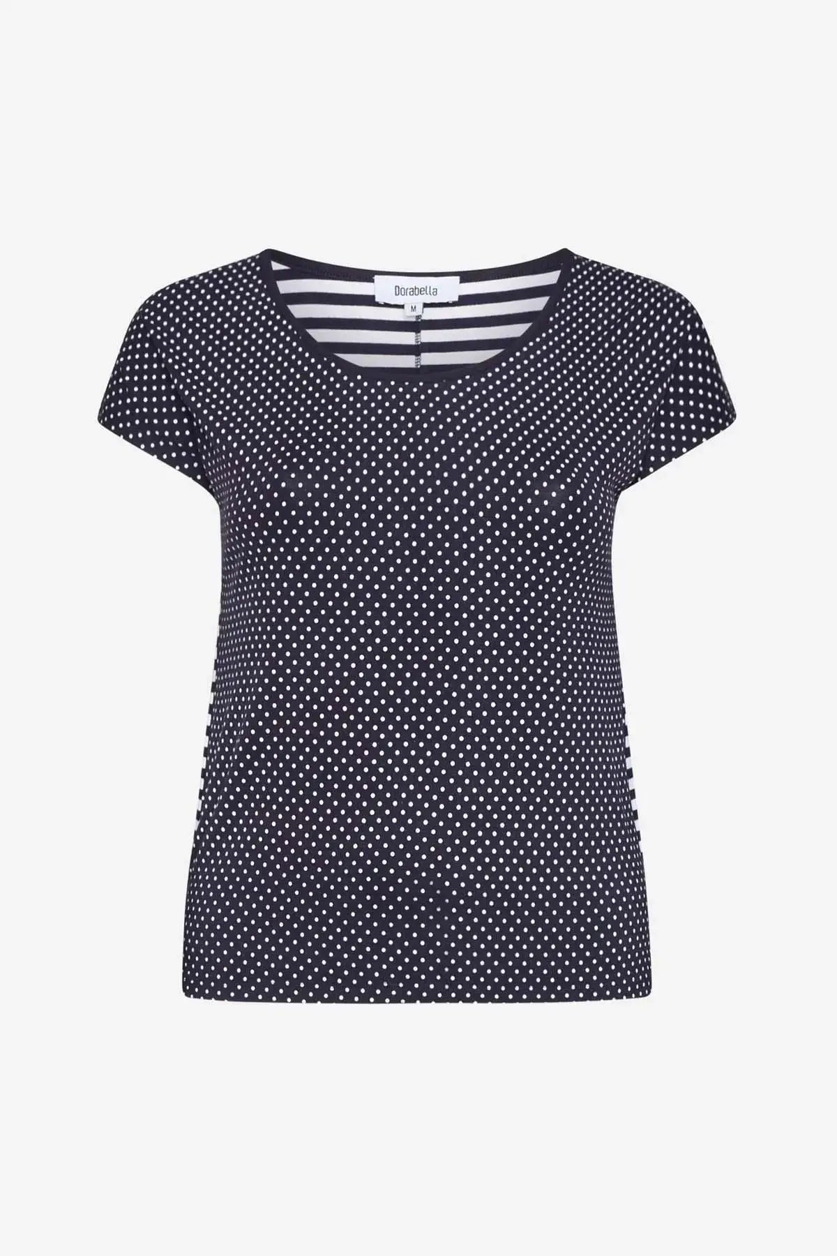 Maglia in viscosa fantasia pois/righe BLU-NAVY DORABELLA PIU'