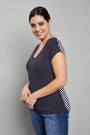 Maglia in viscosa fantasia pois/righe BLU-NAVY DORABELLA PIU'