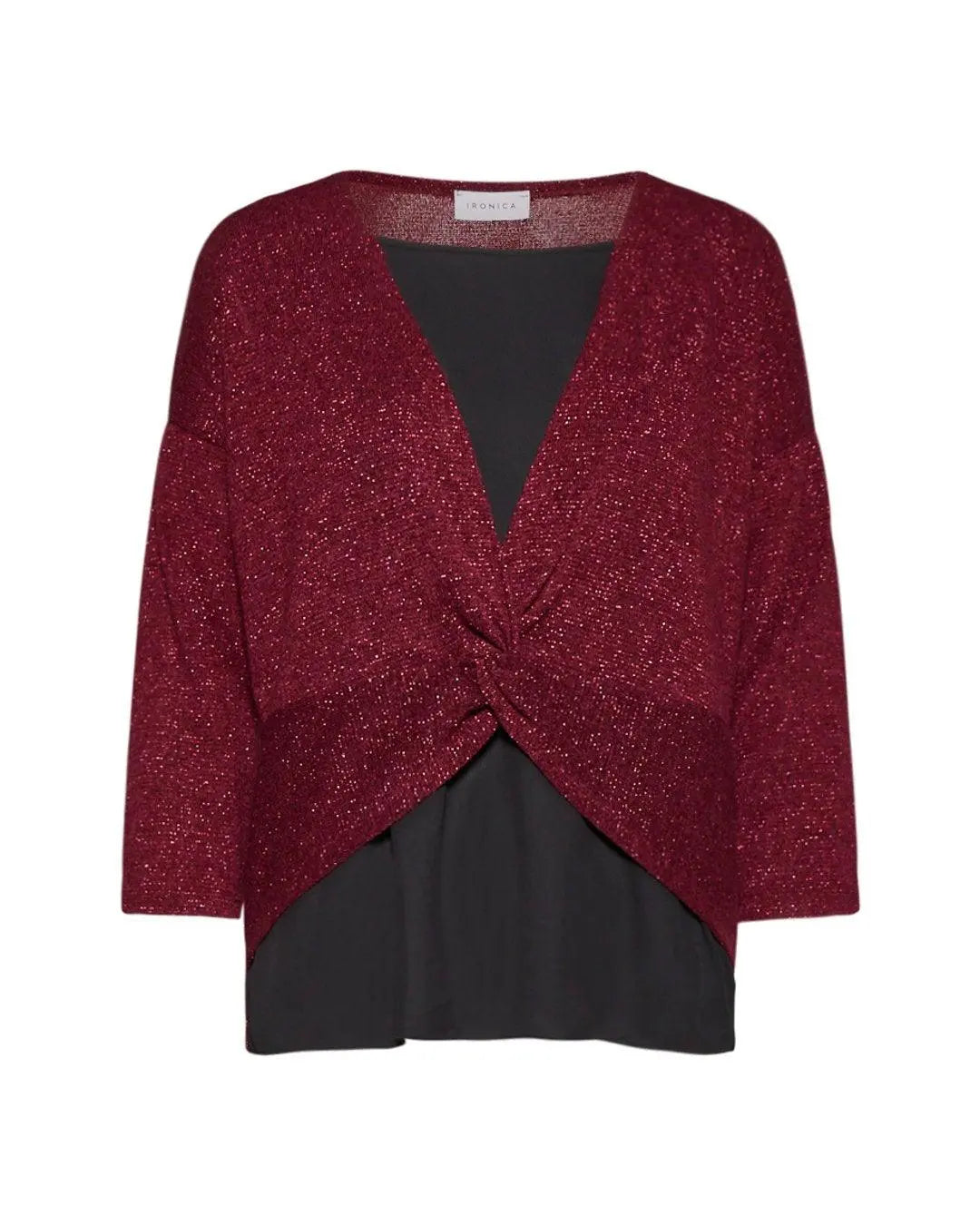 Maglia incrocio in lurex MAGENTA-NERO IRONICA 3XL