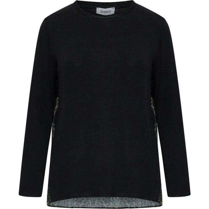 Maglia inserti animalier NERO-VERDE DORABELLA XXL