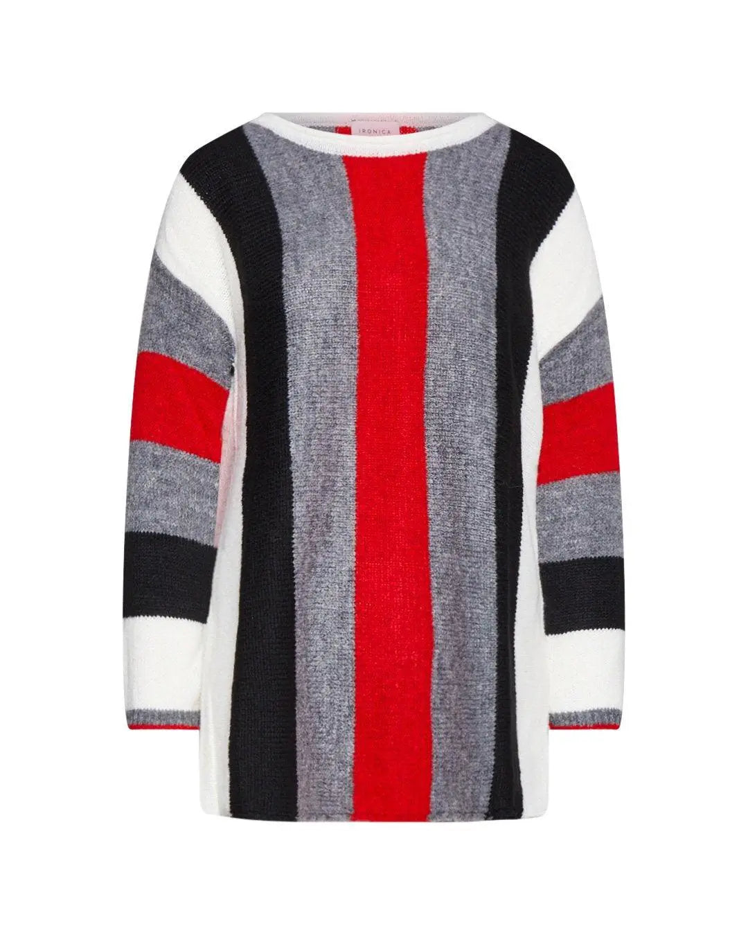 Maglia jacquard GRIGIO-ROSSO IRONICA XXL