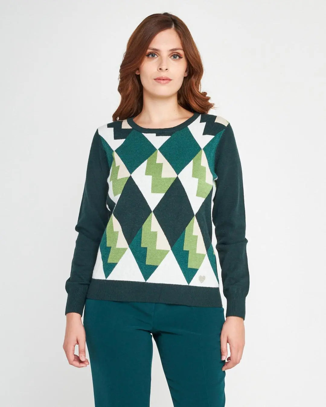 Maglia jacquard VERDE BOSCO DORABELLA