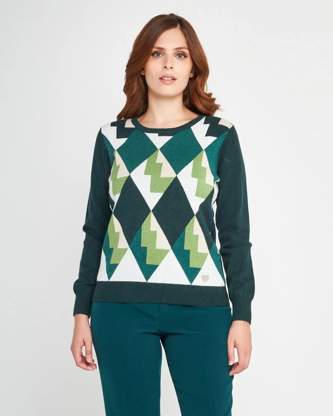 Maglia jacquard VERDE BOSCO DORABELLA