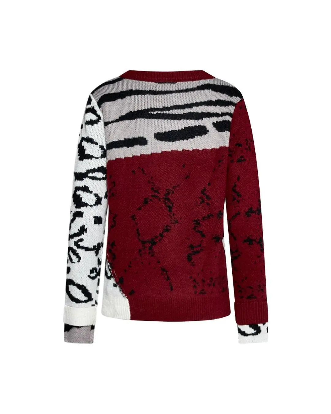 Maglia jacquard animalier BORDO'-GRIGIO-CREMA IRONICA