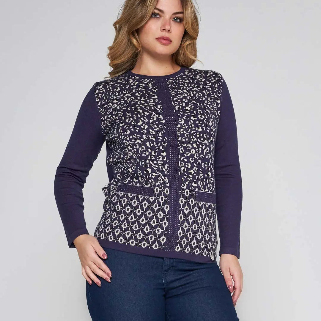 Maglia jacquard con strass VIOLA DORABELLA