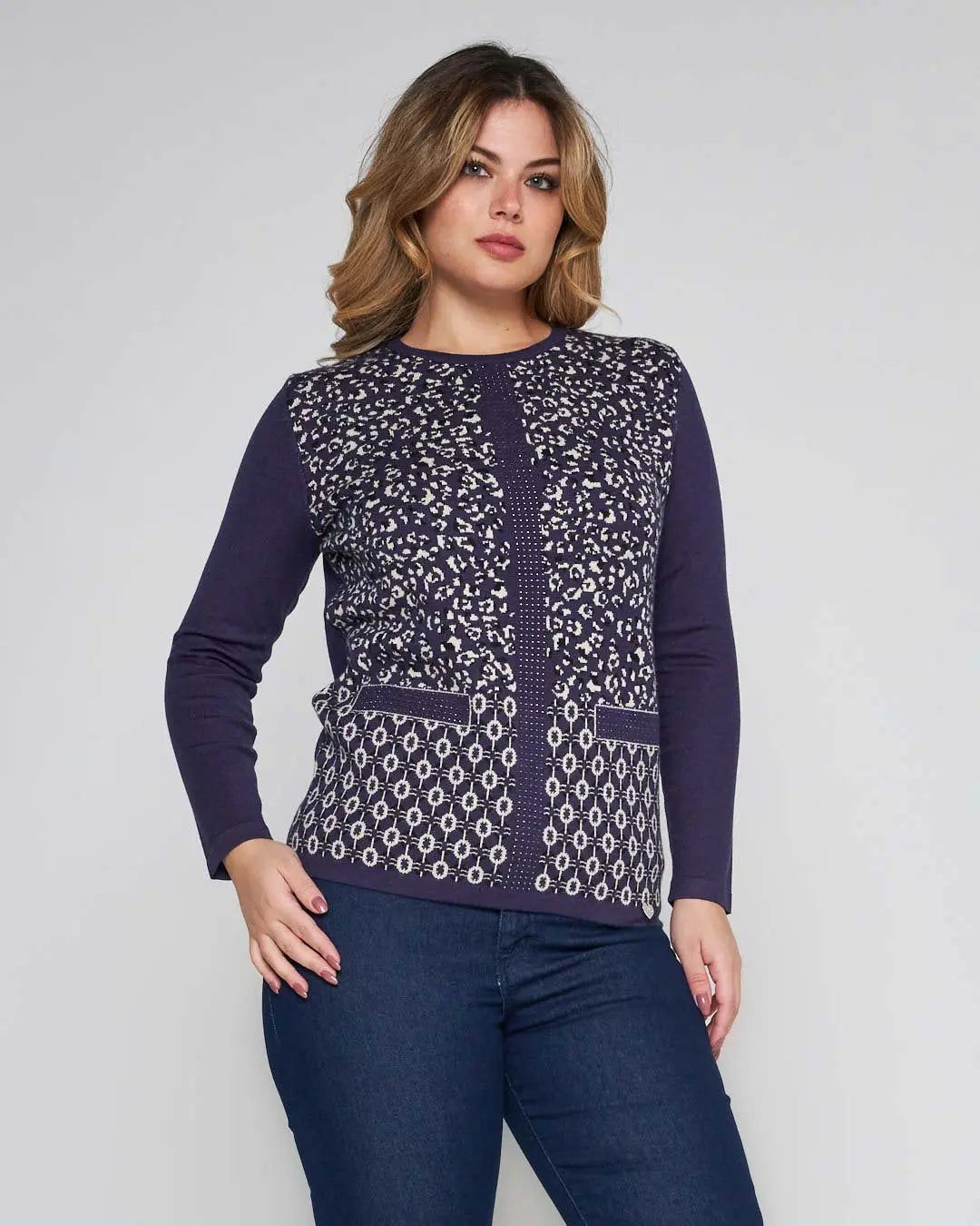 Maglia jacquard con strass VIOLA DORABELLA