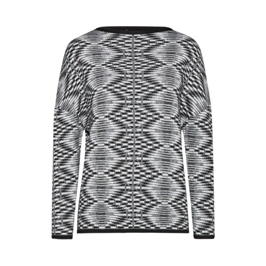 Maglia jacquard etnico BIANCO-NERO IRONICA XL